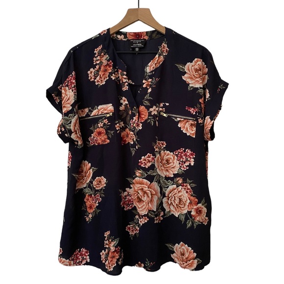 Flower & Feather Rose Print Top 2XL - Picture 1 of 6